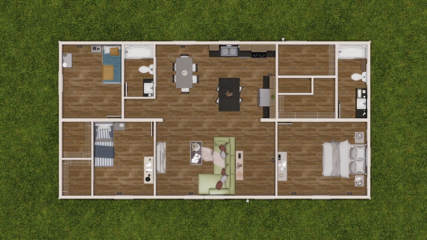 The 5228-CC51 PILLAR 52 Exterior. This Manufactured Mobile Home features 3 bedrooms and 2 baths.