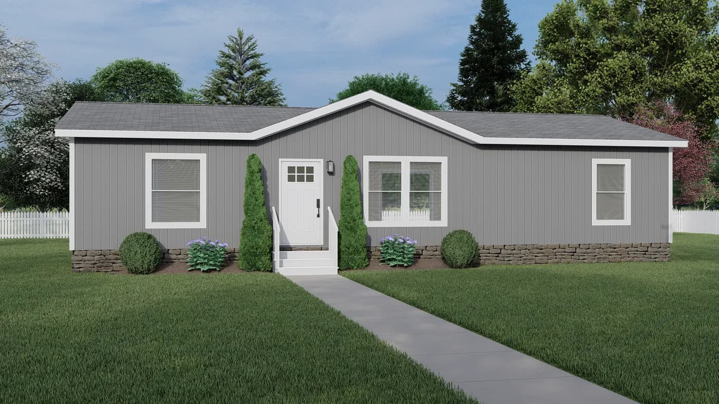 The DESOTO Exterior. This Manufactured Mobile Home features 3 bedrooms and 2 baths.