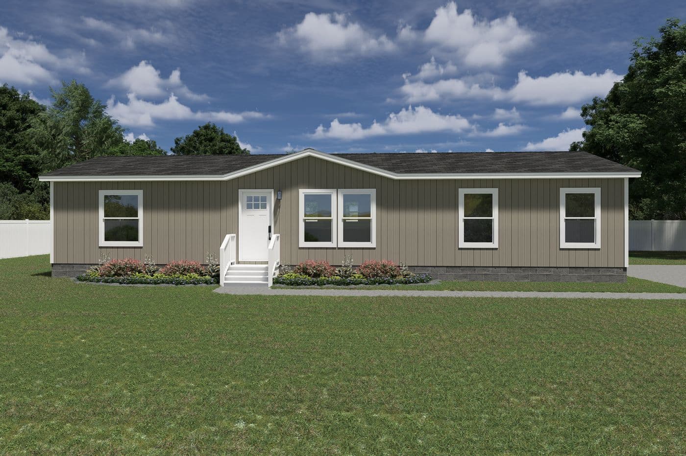 The EXPLORER Exterior. This Manufactured Mobile Home features 3 bedrooms and 2 baths.