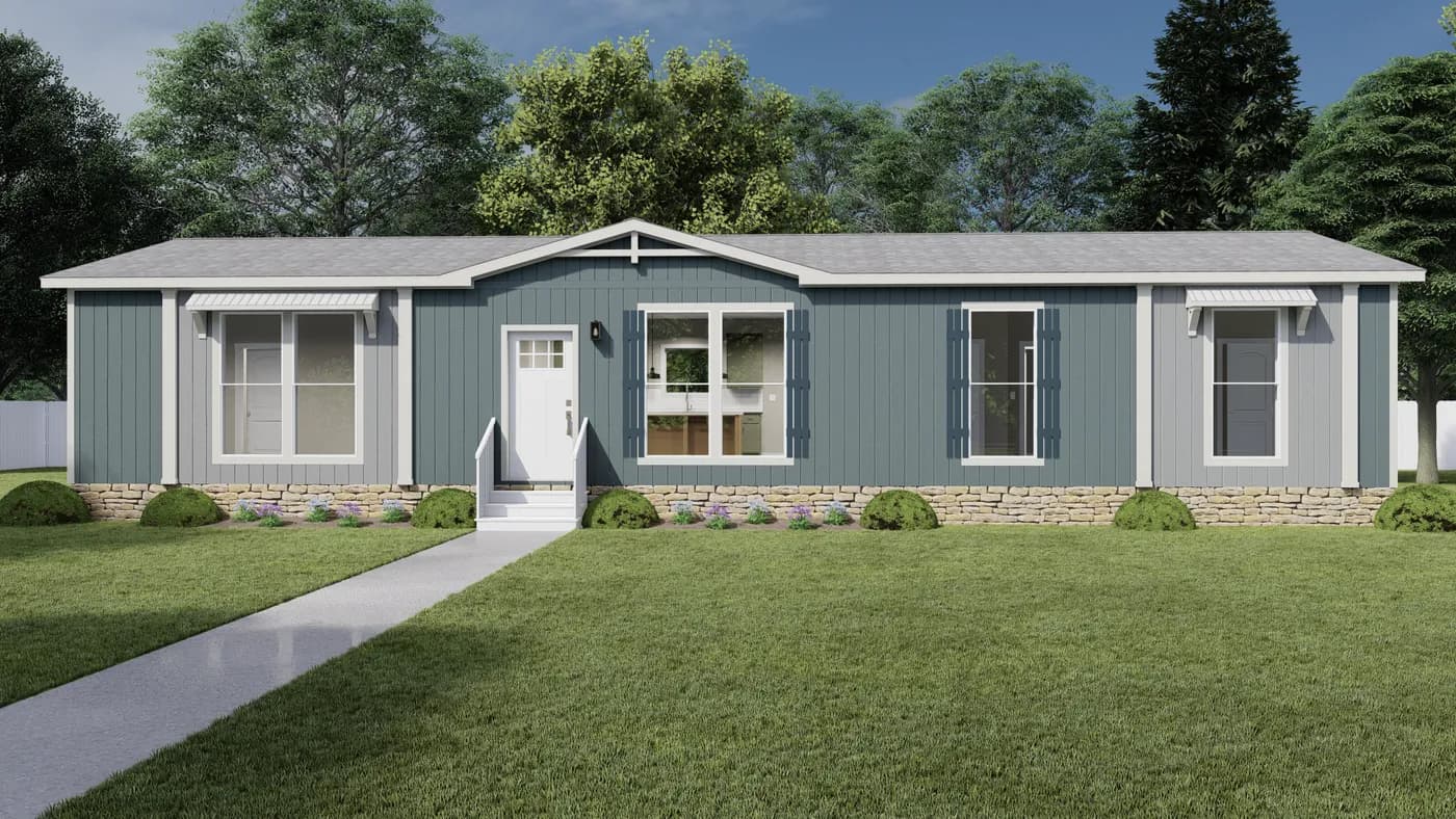The HRR-2860-4C           ZEPPELIN Exterior. This Manufactured Mobile Home features 4 bedrooms and 2 baths.