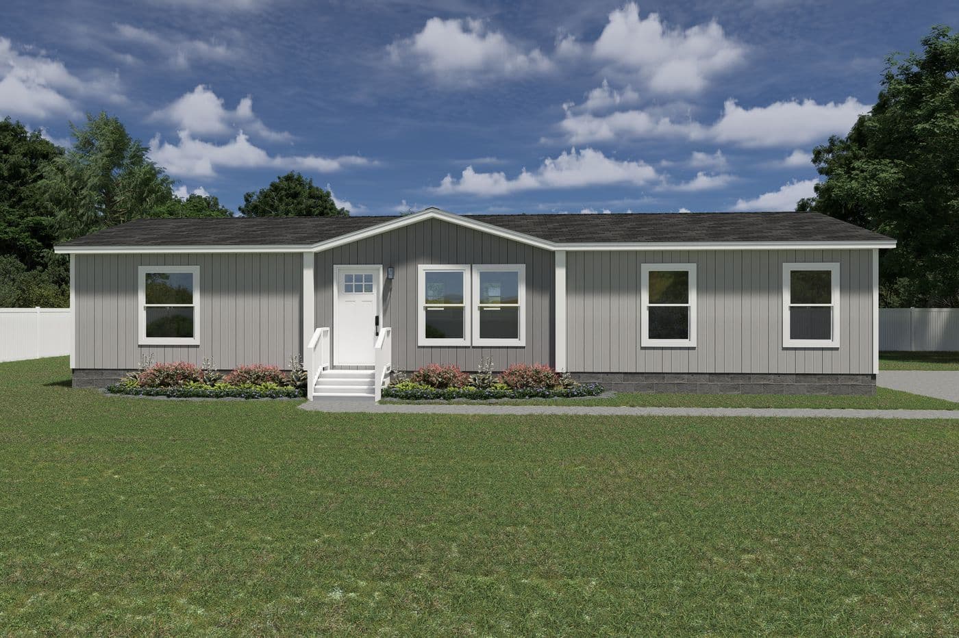 The EXPLORER Exterior. This Manufactured Mobile Home features 3 bedrooms and 2 baths.