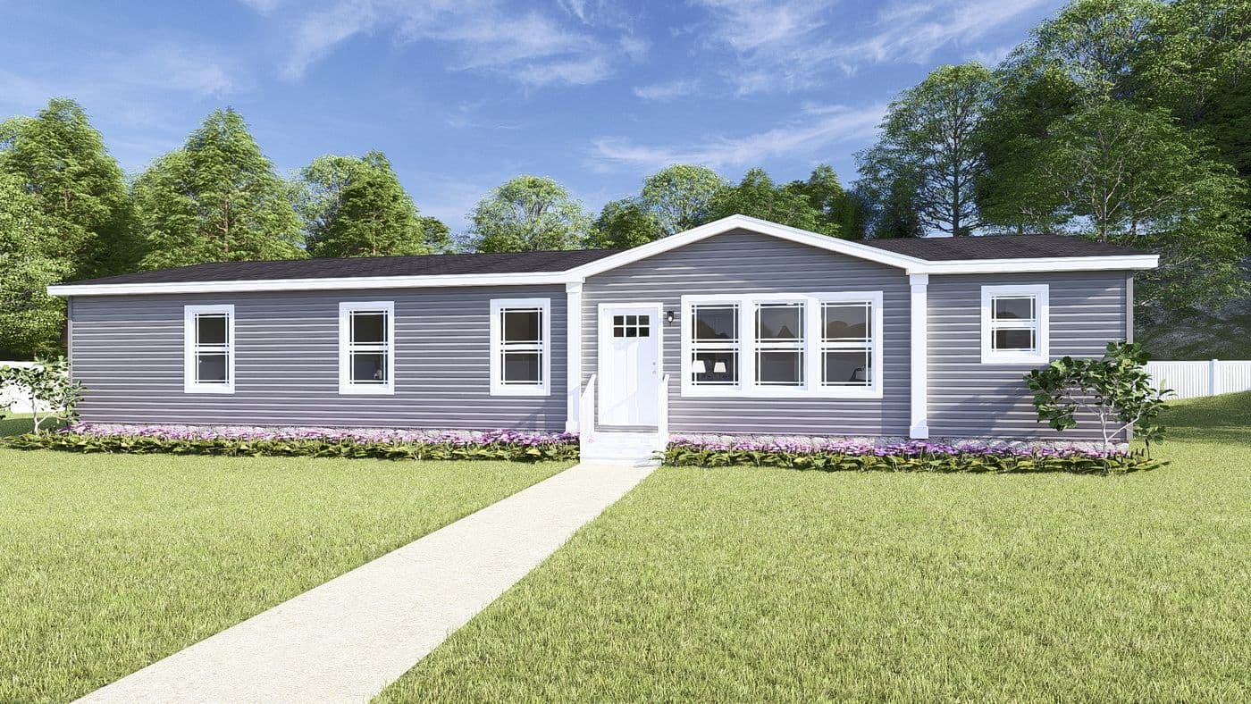 The THE BREEZE 64 Exterior. This Manufactured Mobile Home features 4 bedrooms and 2 baths.