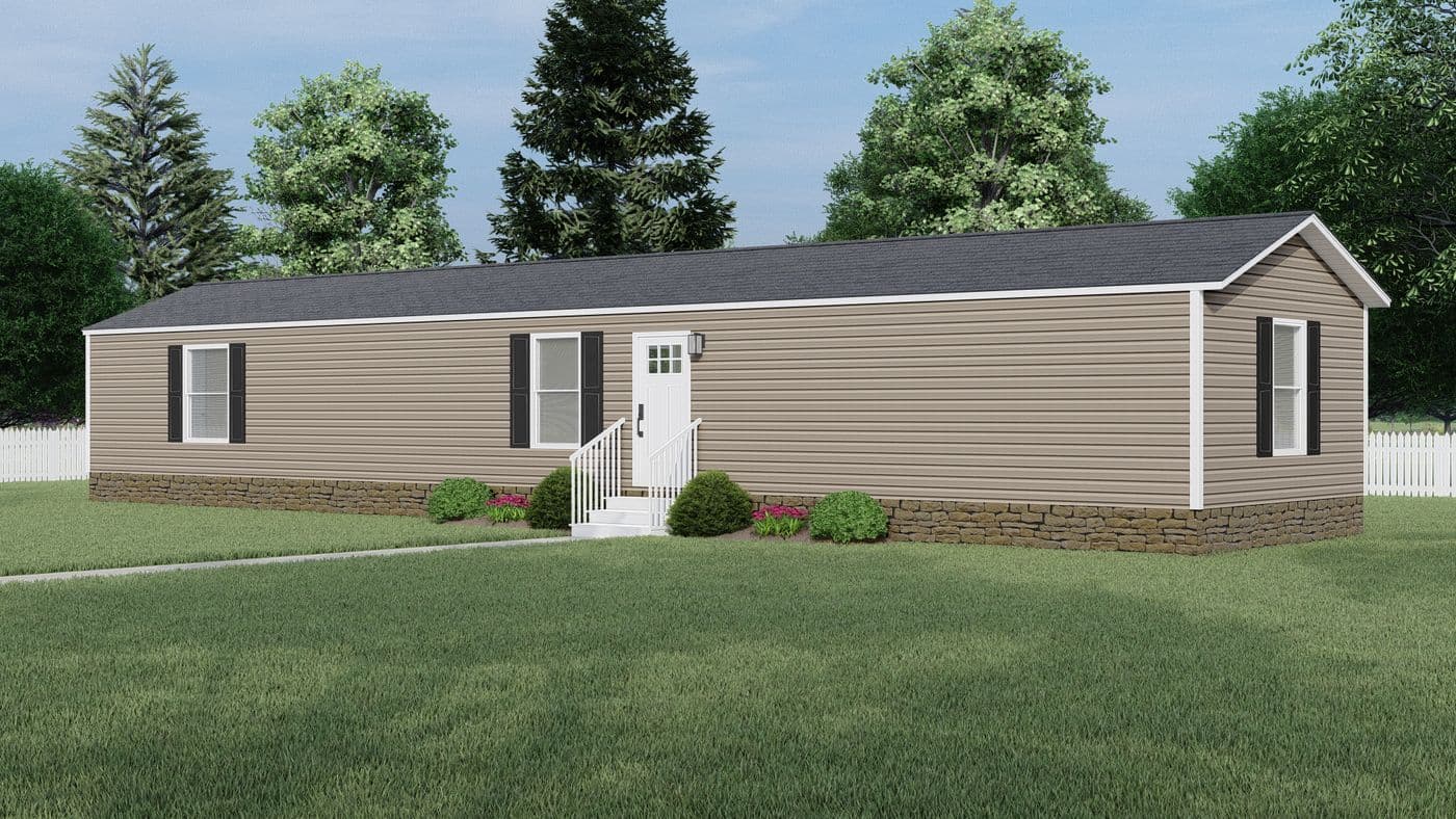 The CLARK   16X66 Exterior. This Manufactured Mobile Home features 3 bedrooms and 2 baths.