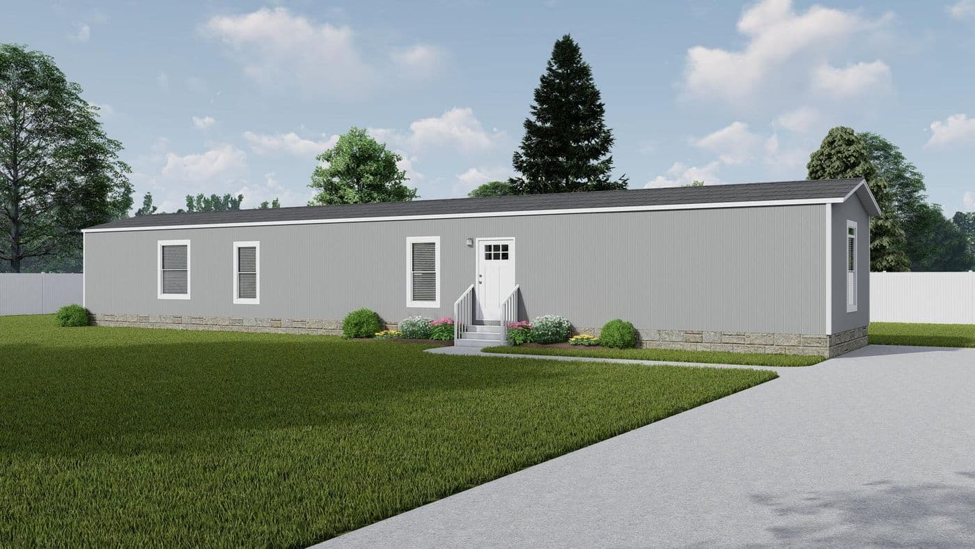 The ANNIVERSARY 16763S Exterior. This Manufactured Mobile Home features 3 bedrooms and 2 baths.