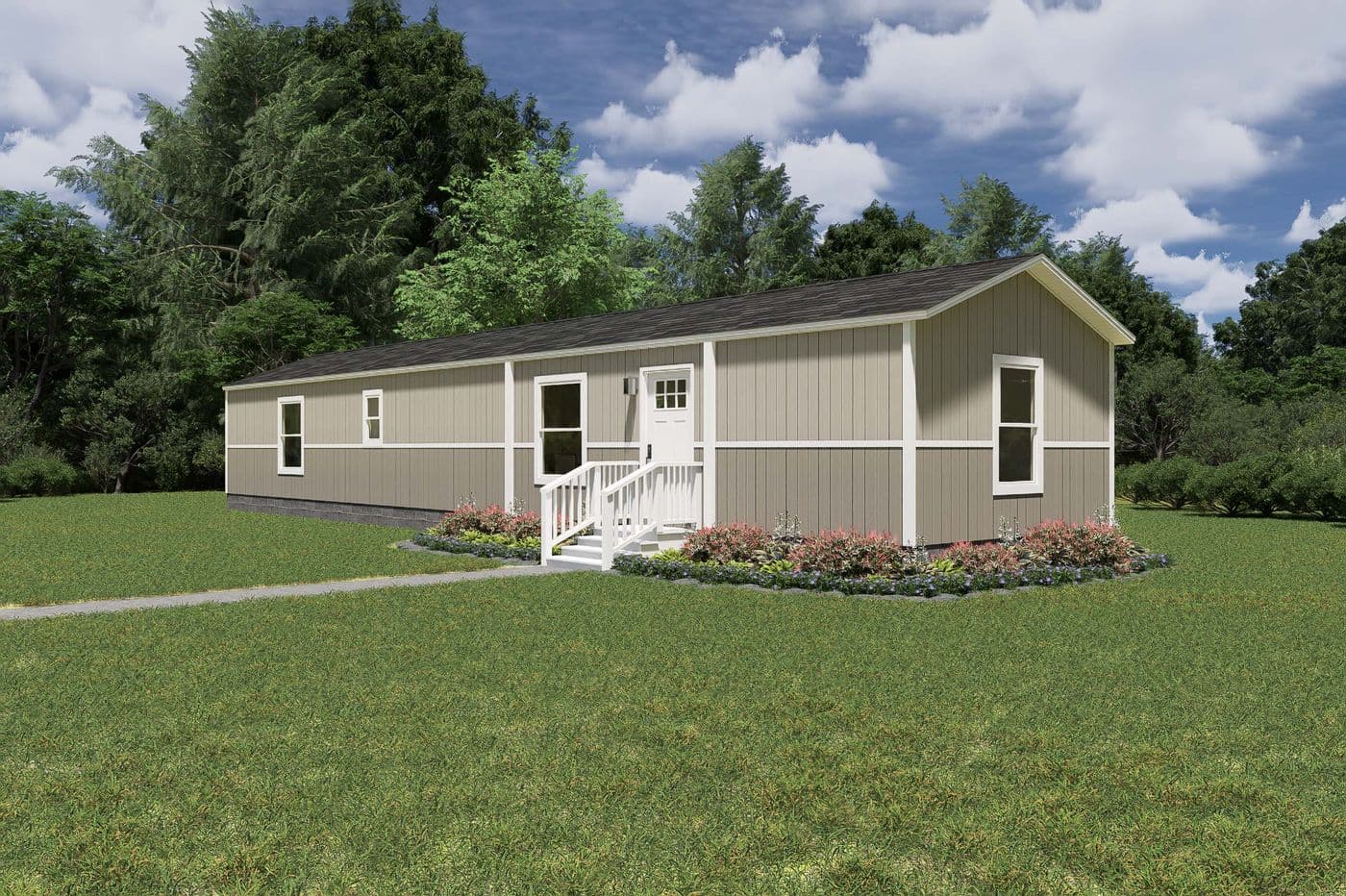 The TIDE Exterior. This Manufactured Mobile Home features 2 bedrooms and 2 baths.