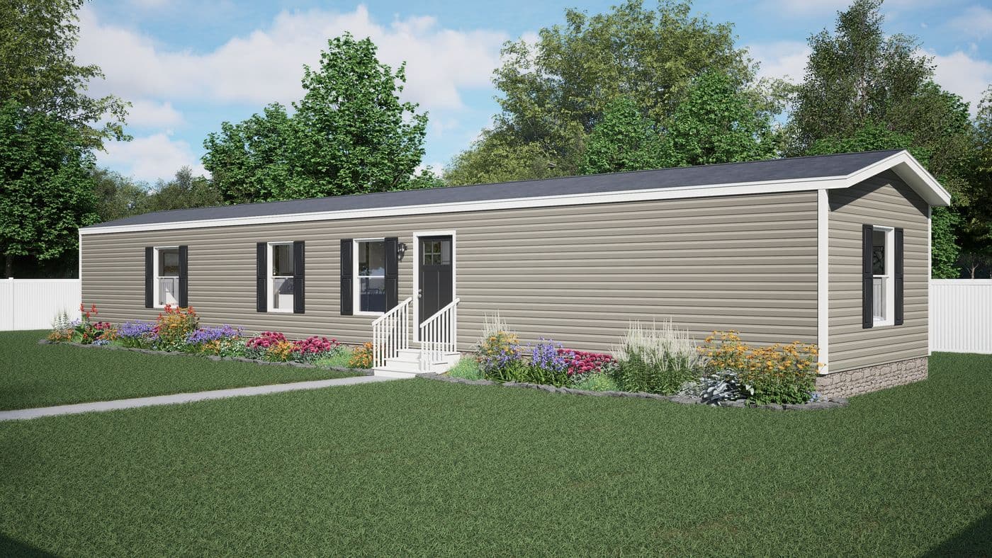 The DYNAMIC Exterior. This Manufactured Mobile Home features 3 bedrooms and 2 baths.