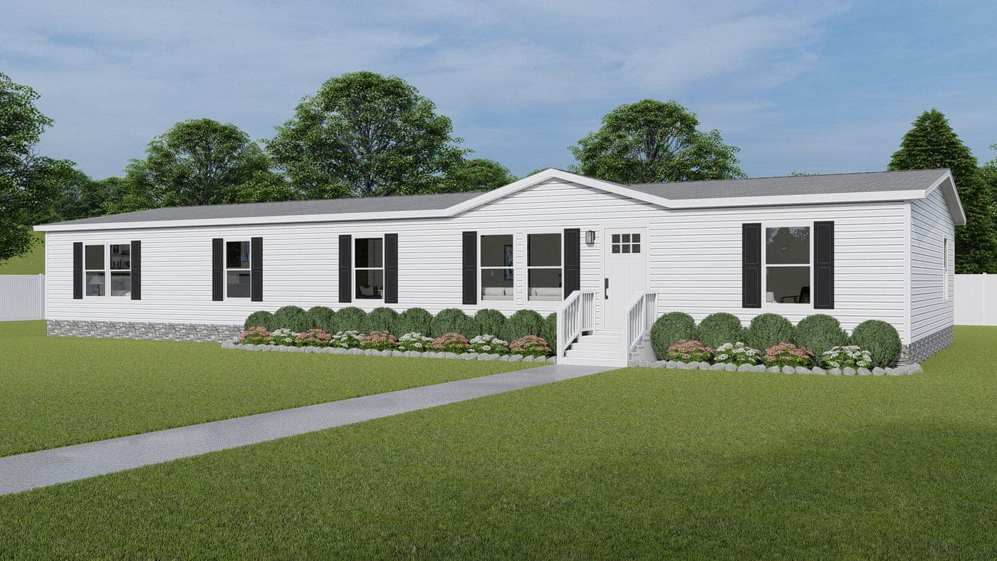 The EVEREST Exterior. This Manufactured Mobile Home features 4 bedrooms and 2 baths.