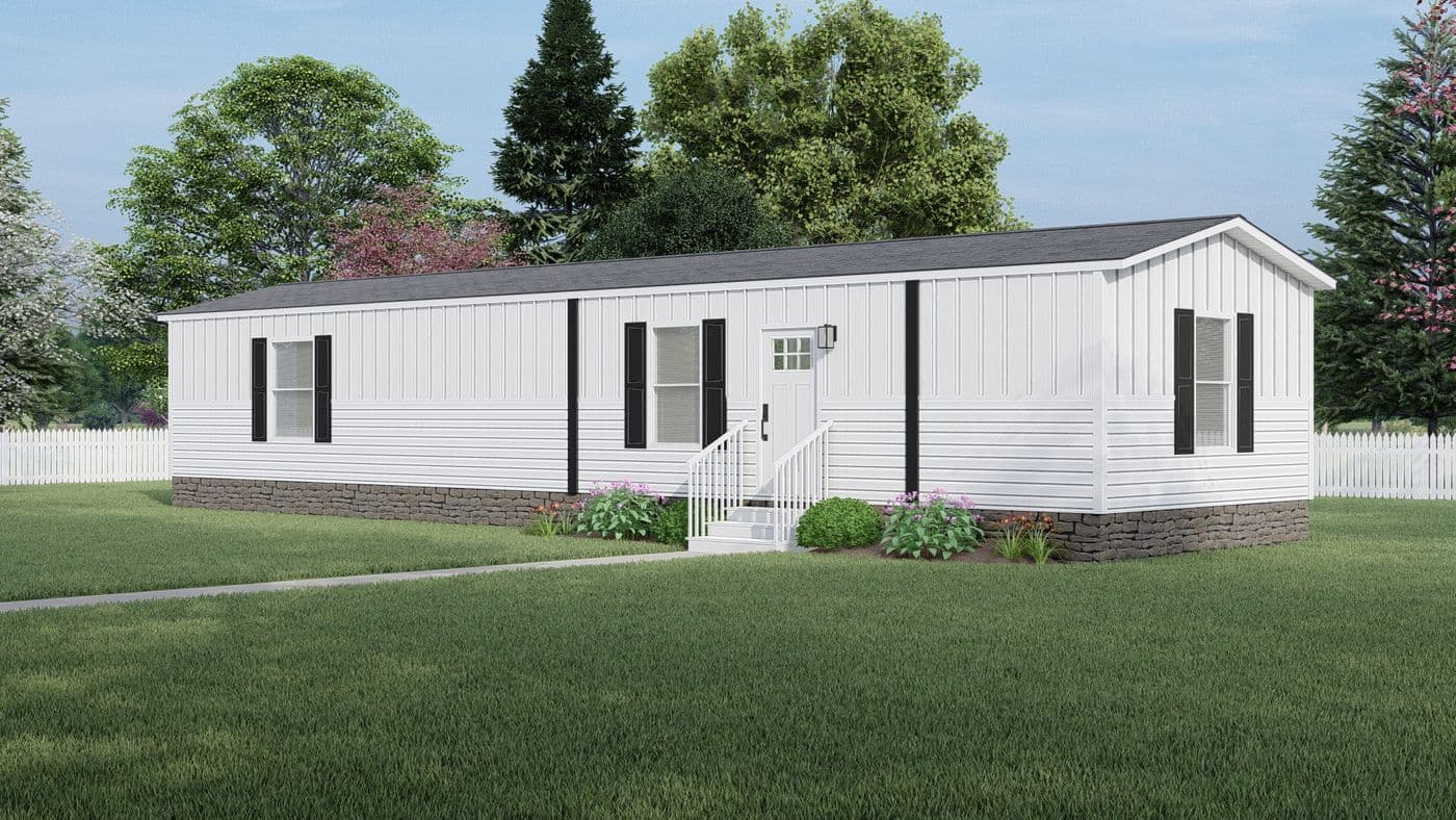 The LEWIS 16X56 Exterior. This Manufactured Mobile Home features 2 bedrooms and 2 baths.