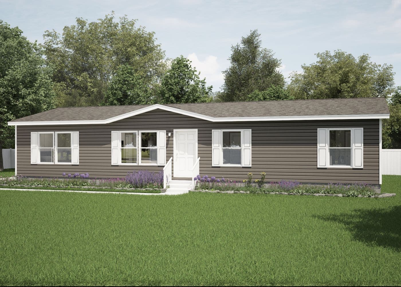 The ASPIRE Exterior. This Manufactured Mobile Home features 3 bedrooms and 2 baths.