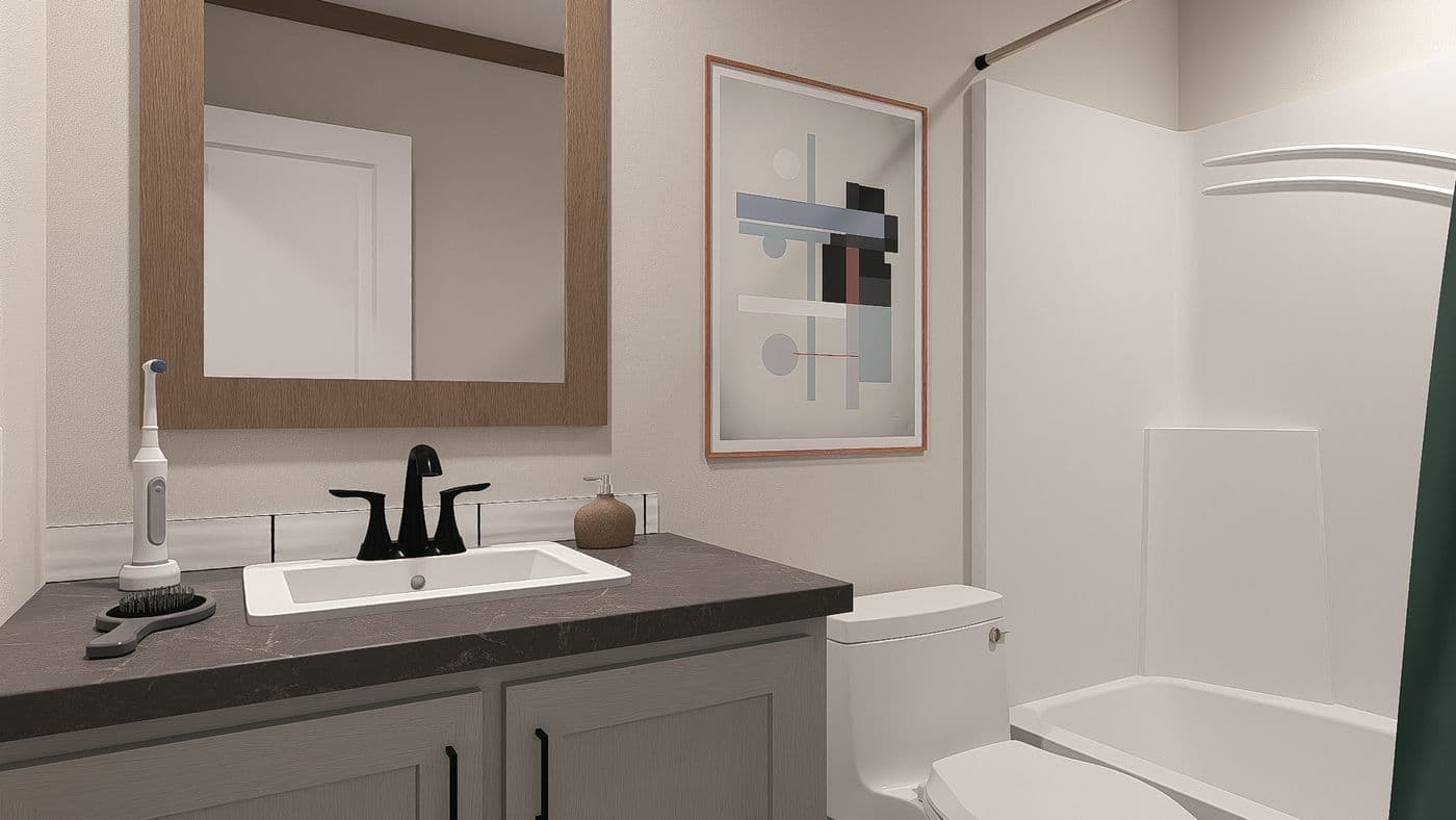 The EVERETT Exterior. This Manufactured Mobile Home features 4 bedrooms and 3 baths.