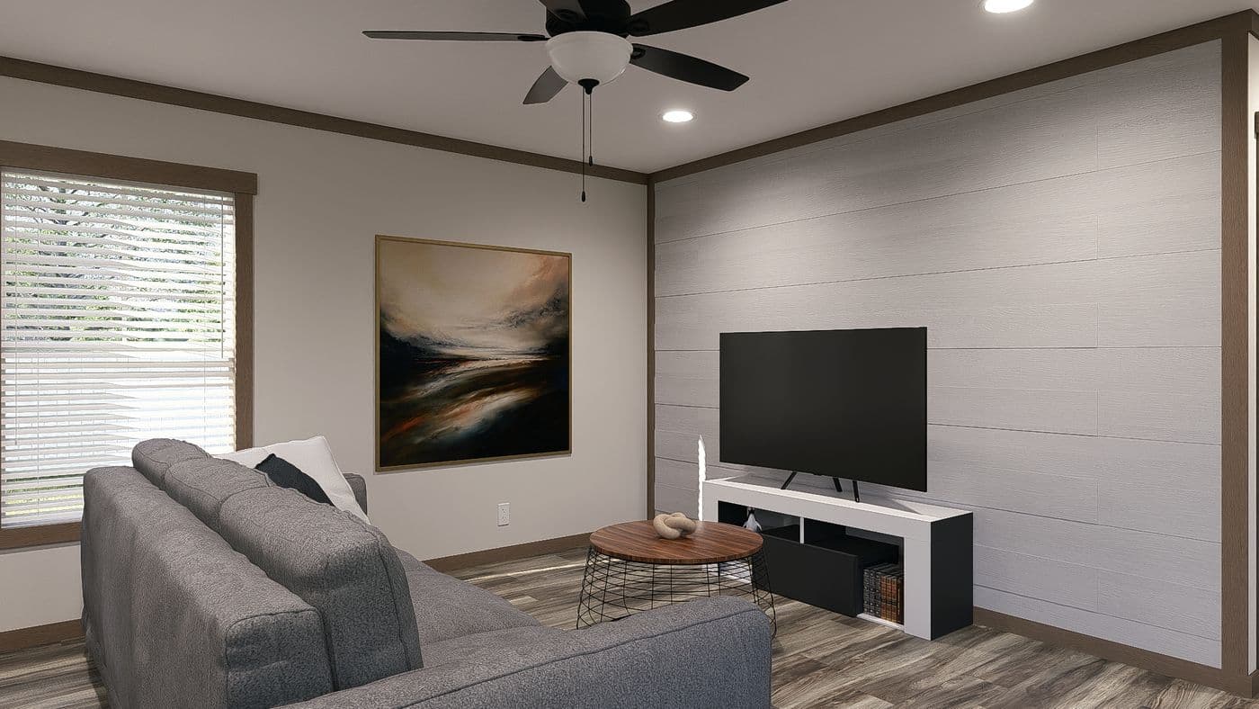 The LEVI Exterior. This Manufactured Mobile Home features 2 bedrooms and 2 baths.