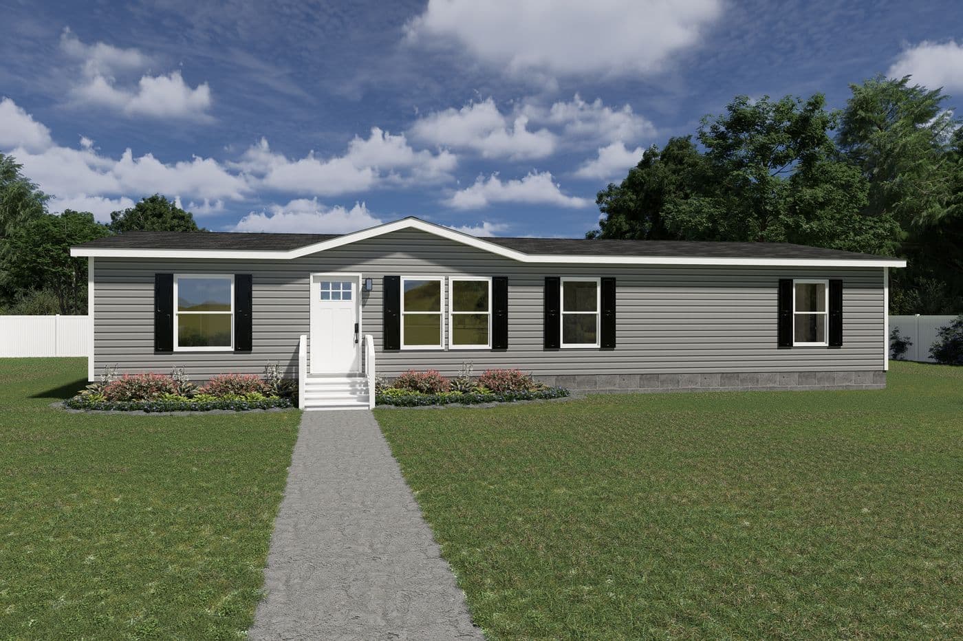 The EXPEDITION Exterior. This Manufactured Mobile Home features 4 bedrooms and 2 baths.