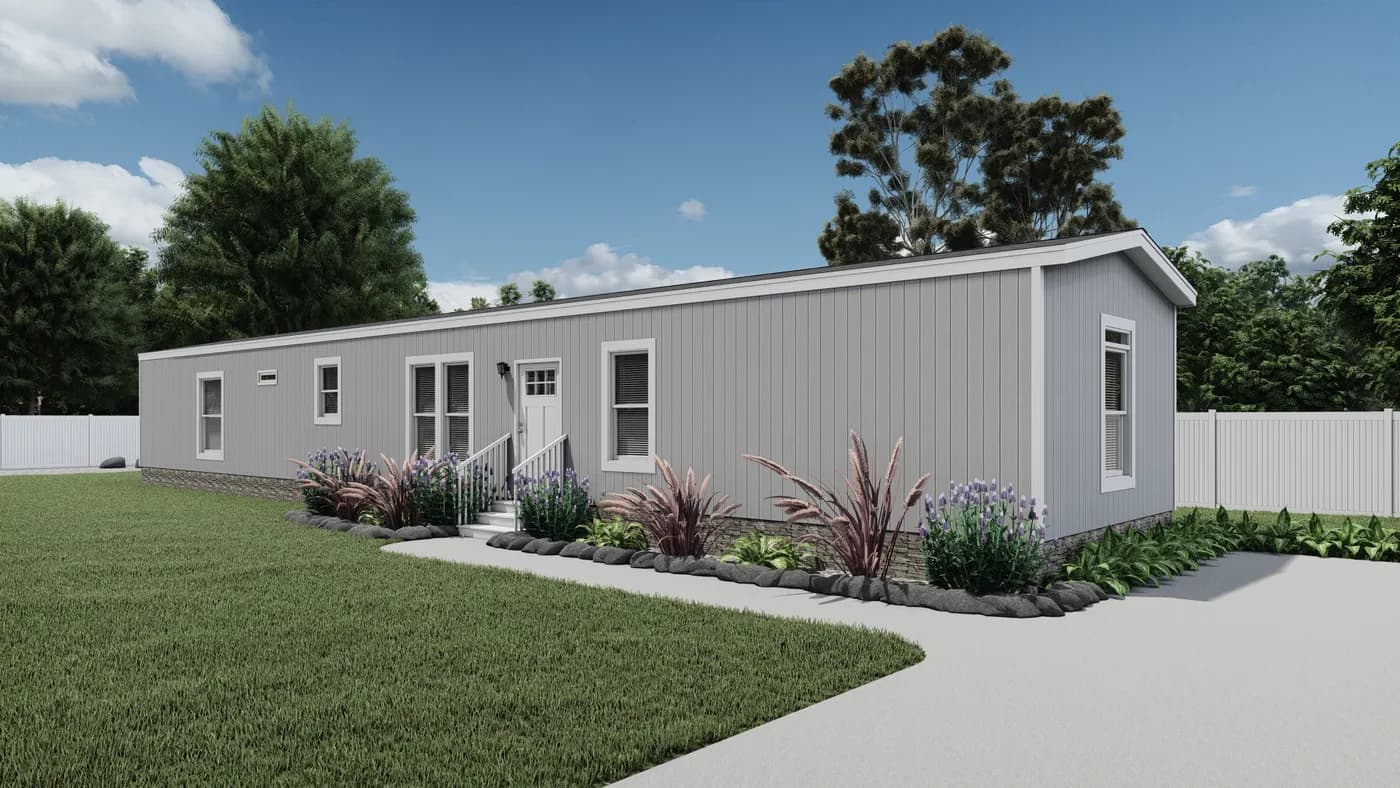 The RESOLUTION 16763H Exterior. This Manufactured Mobile Home features 3 bedrooms and 2 baths.
