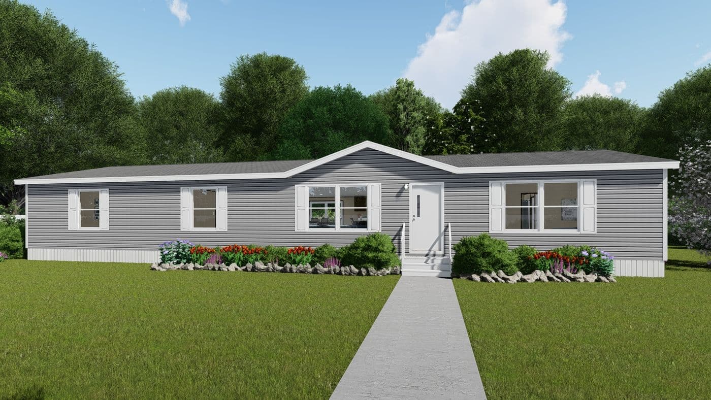The PRIDE Exterior. This Manufactured Mobile Home features 4 bedrooms and 2 baths.