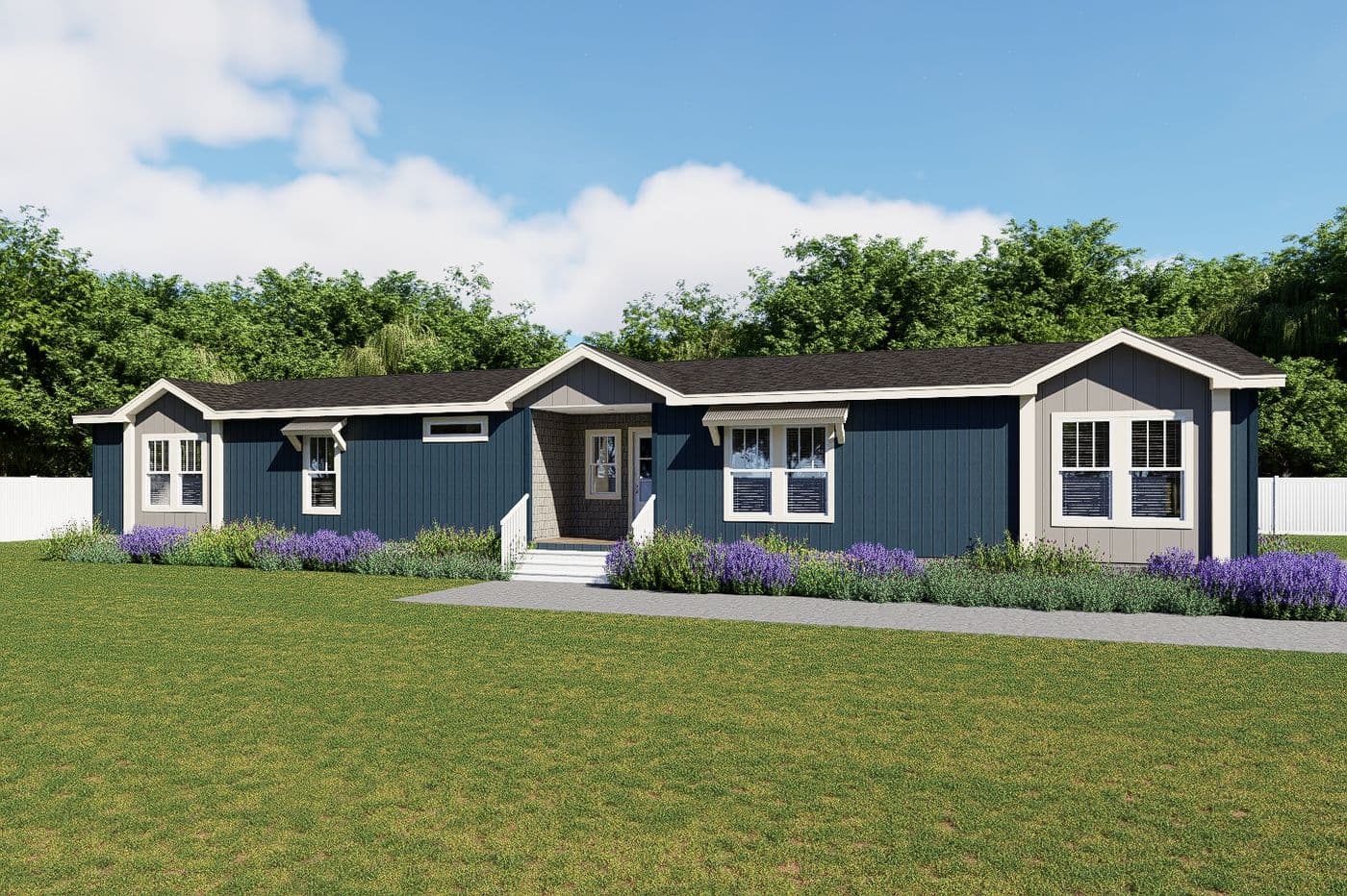 The THE VALENTINO Exterior. This Manufactured Mobile Home features 4 bedrooms and 2.5 baths.