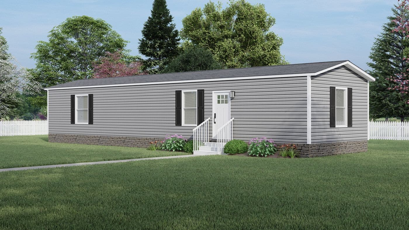The LEWIS 6016-1056 Exterior. This Manufactured Mobile Home features 2 bedrooms and 2 baths.