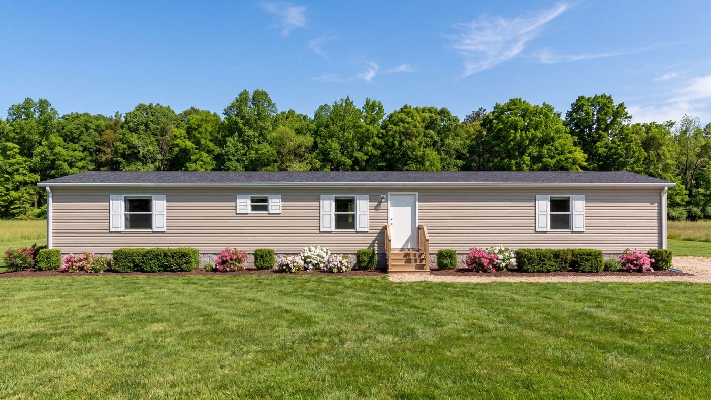 The BIRCH Exterior. This Manufactured Mobile Home features 3 bedrooms and 2 baths.