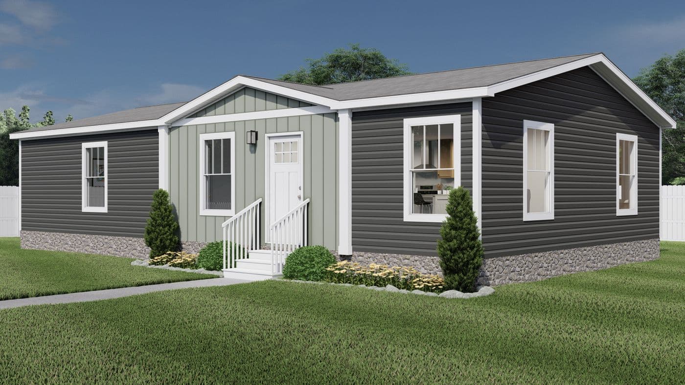 The UNDER PRESSURE Exterior. This Modular Home features 3 bedrooms and 2 baths.
