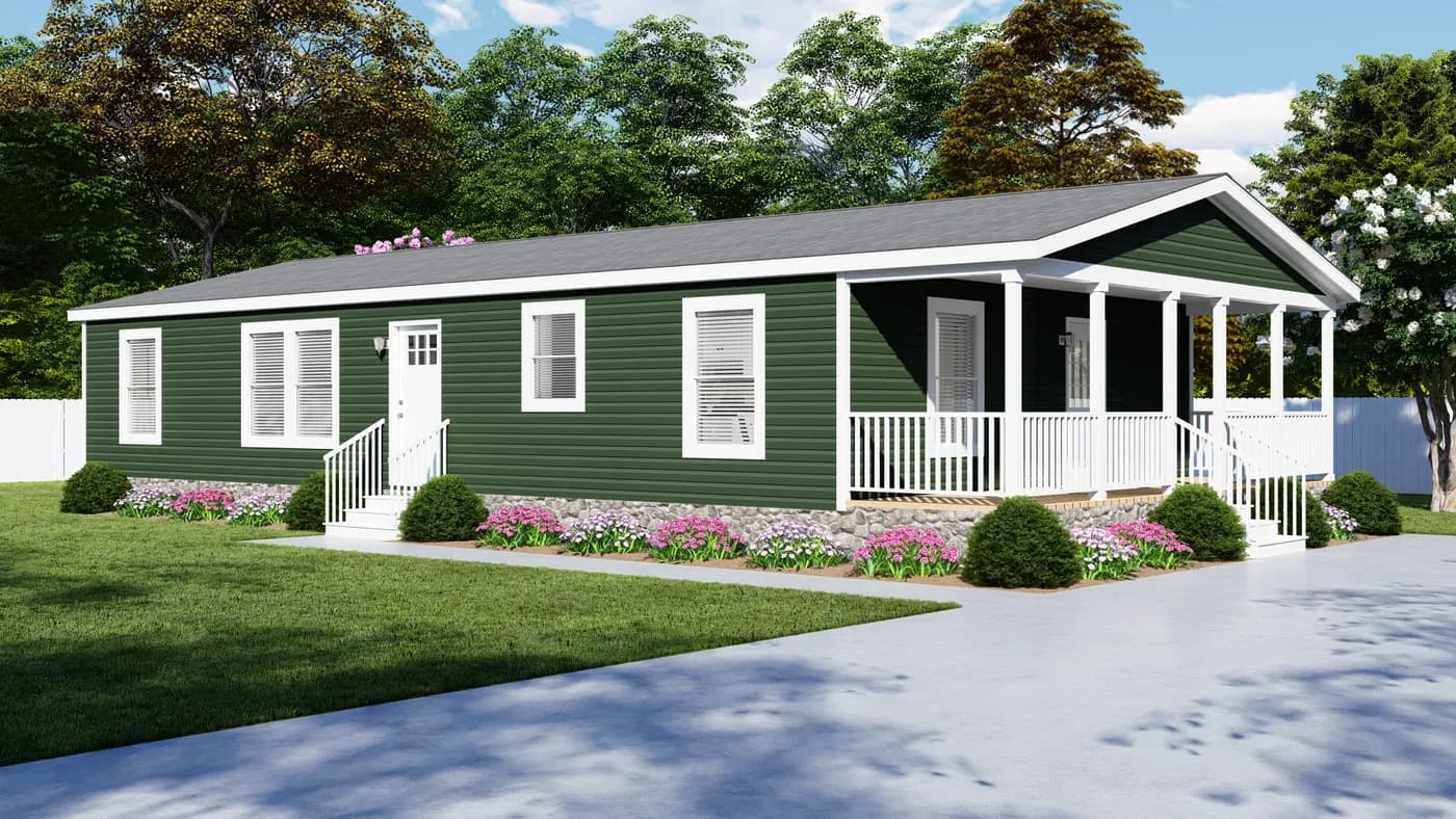 The 5628-E845P THE PULSE Exterior. This Manufactured Mobile Home features 3 bedrooms and 2 baths.