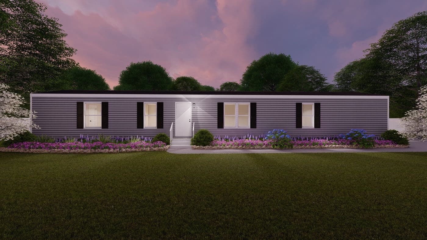 The THE BREEZE Exterior. This Manufactured Mobile Home features 3 bedrooms and 2 baths.