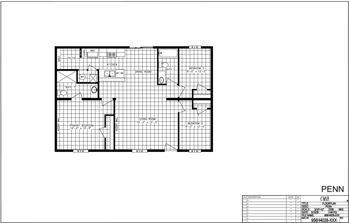 The PENN Exterior. This Manufactured Mobile Home features 3 bedrooms and 2 baths.