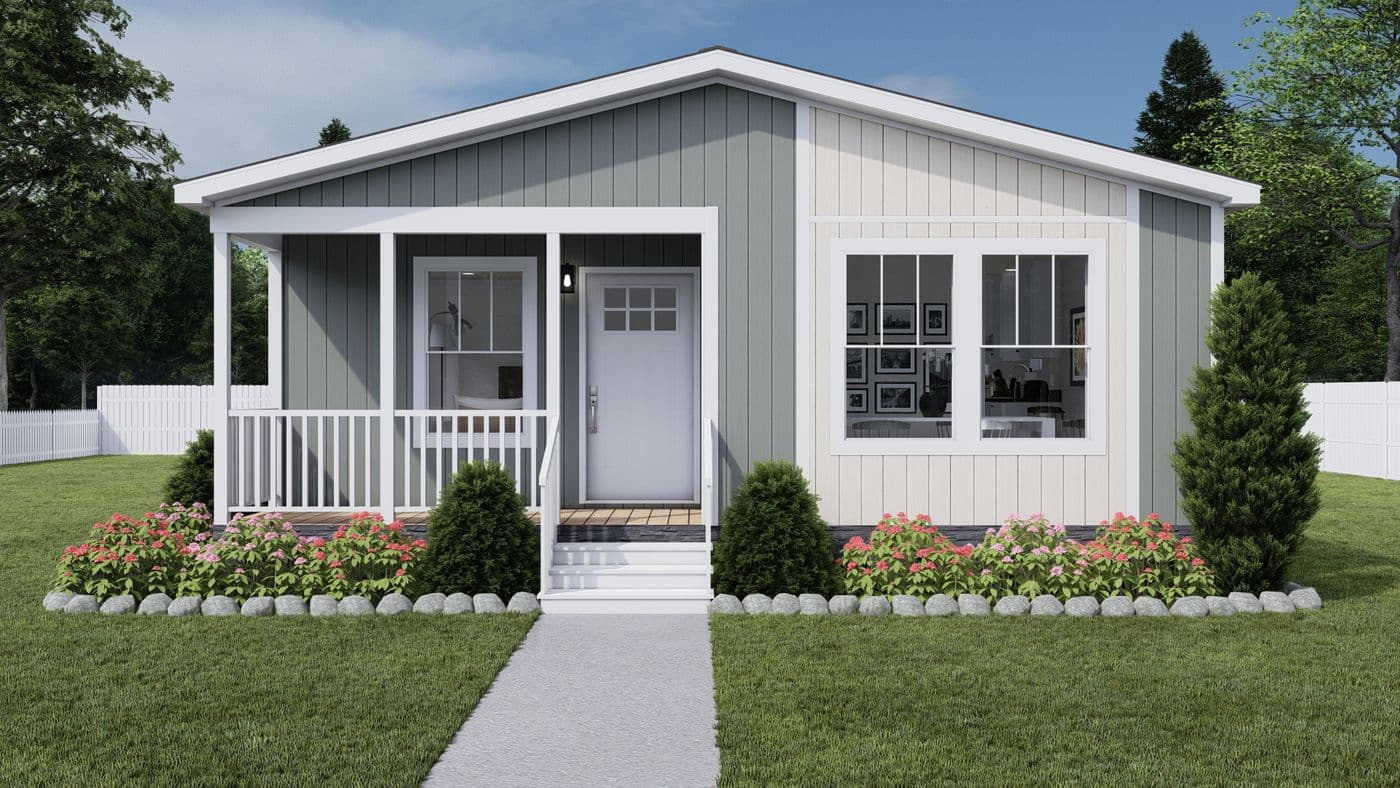 The STAYIN' ALIVE Exterior. This Manufactured Mobile Home features 3 bedrooms and 2 baths.