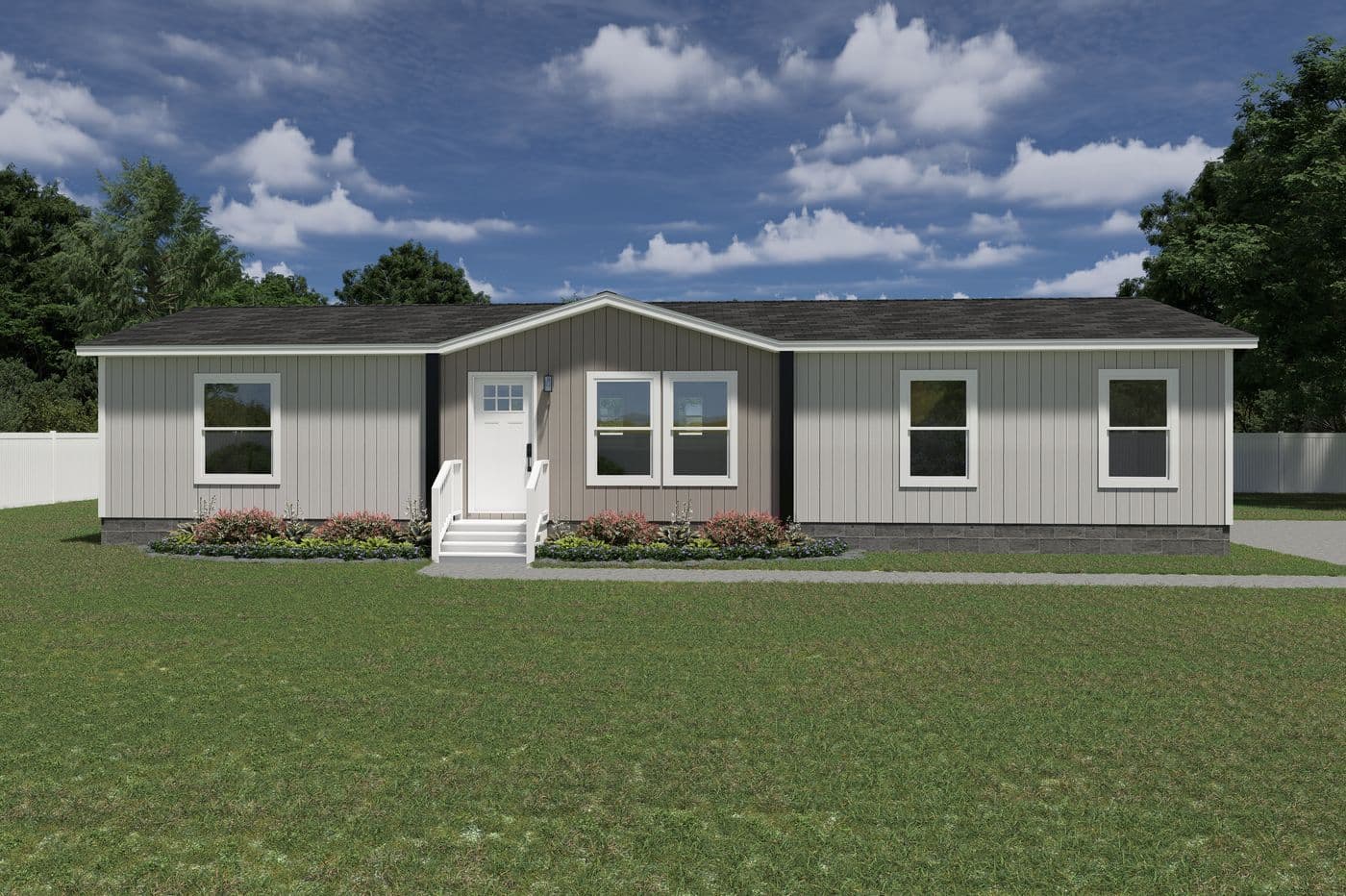 The EXPLORER Exterior. This Manufactured Mobile Home features 3 bedrooms and 2 baths.