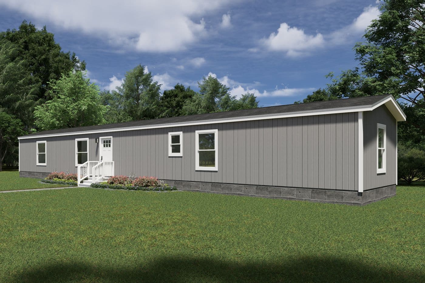 The VOYAGE Exterior. This Manufactured Mobile Home features 3 bedrooms and 2 baths.