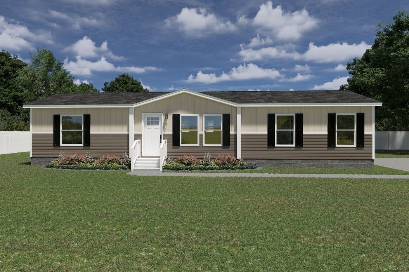 The EXPLORER Exterior. This Manufactured Mobile Home features 3 bedrooms and 2 baths.