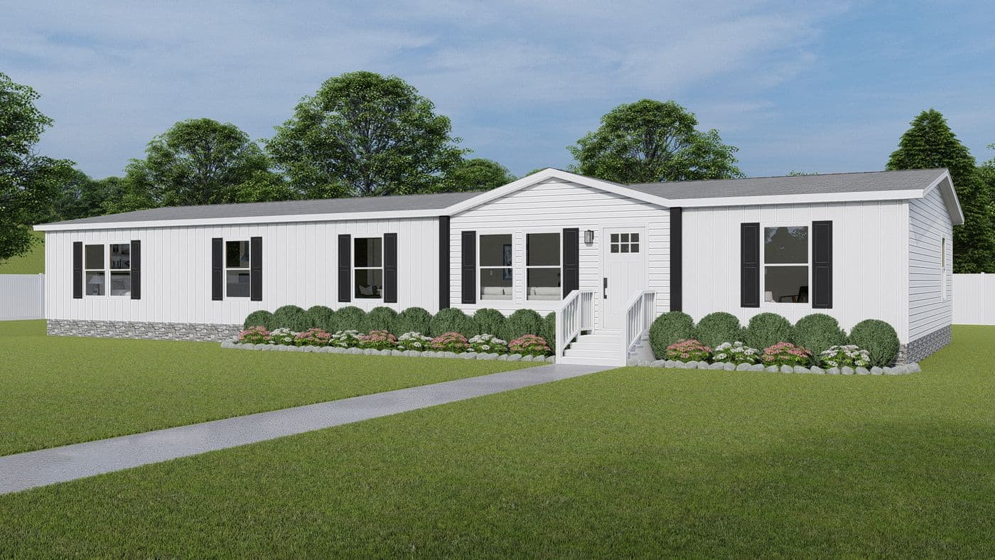 The EVEREST Exterior. This Manufactured Mobile Home features 4 bedrooms and 2 baths.