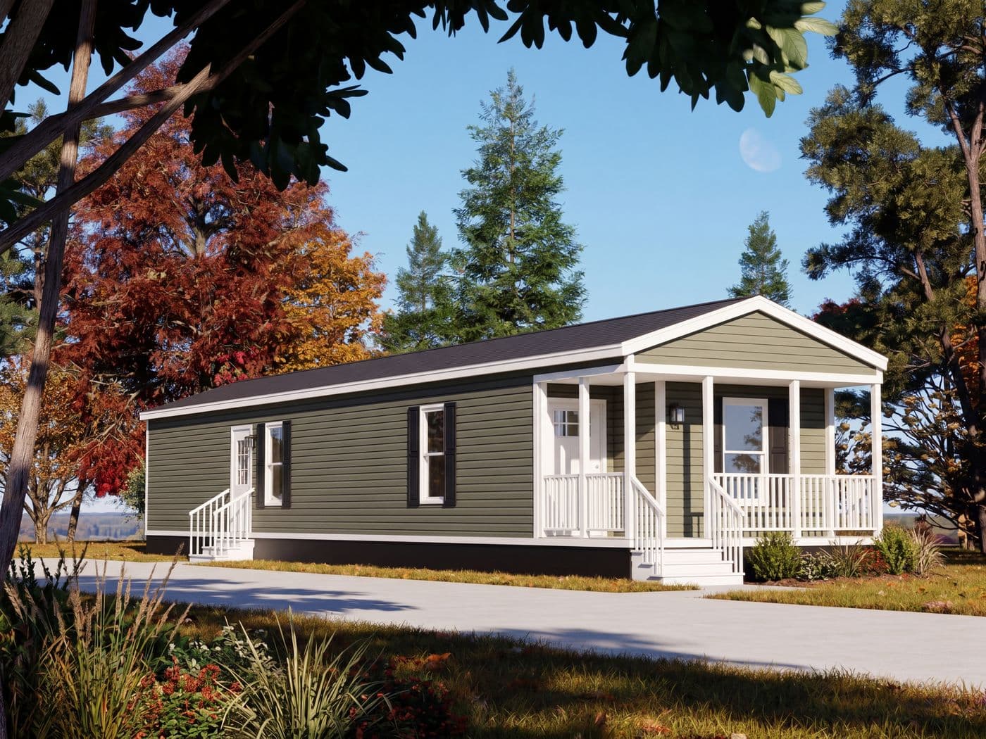 The PRK16642A Exterior. This Manufactured Mobile Home features 2 bedrooms and 2 baths.
