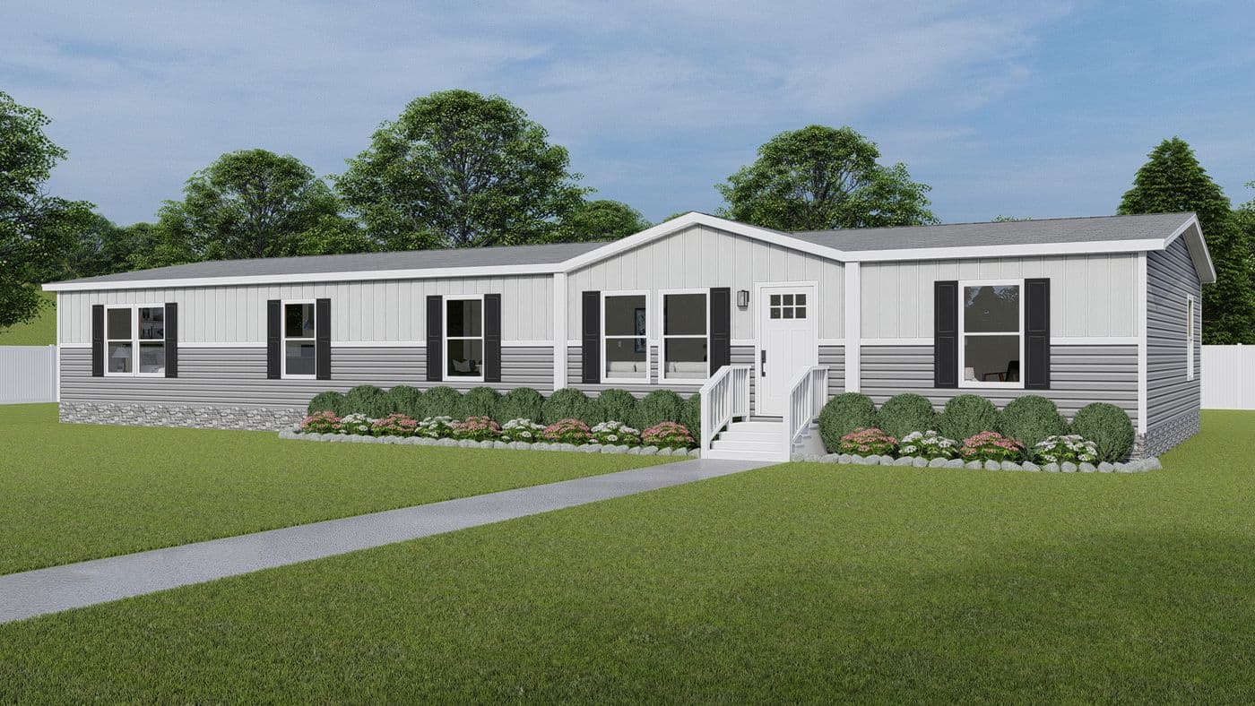 The EVEREST Exterior. This Manufactured Mobile Home features 4 bedrooms and 2 baths.