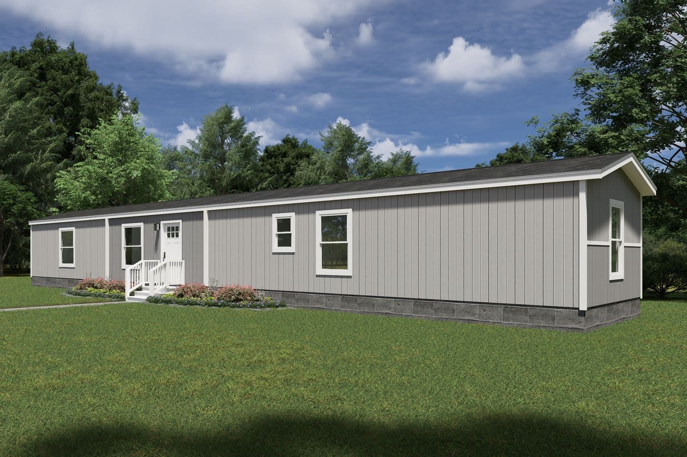 The VOYAGE Exterior. This Manufactured Mobile Home features 3 bedrooms and 2 baths.