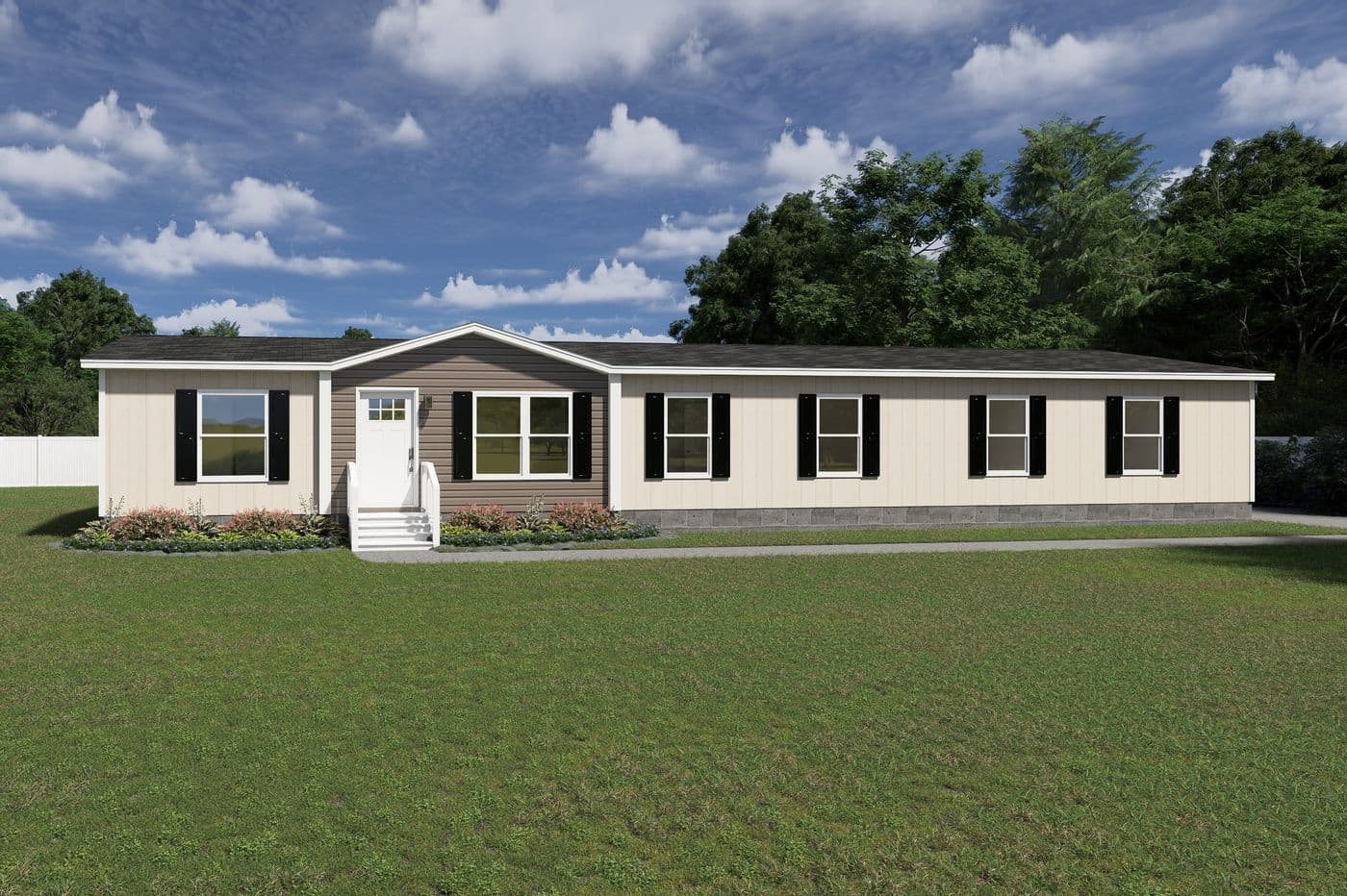 The SNOWCAP Exterior. This Manufactured Mobile Home features 4 bedrooms and 2.5 baths.