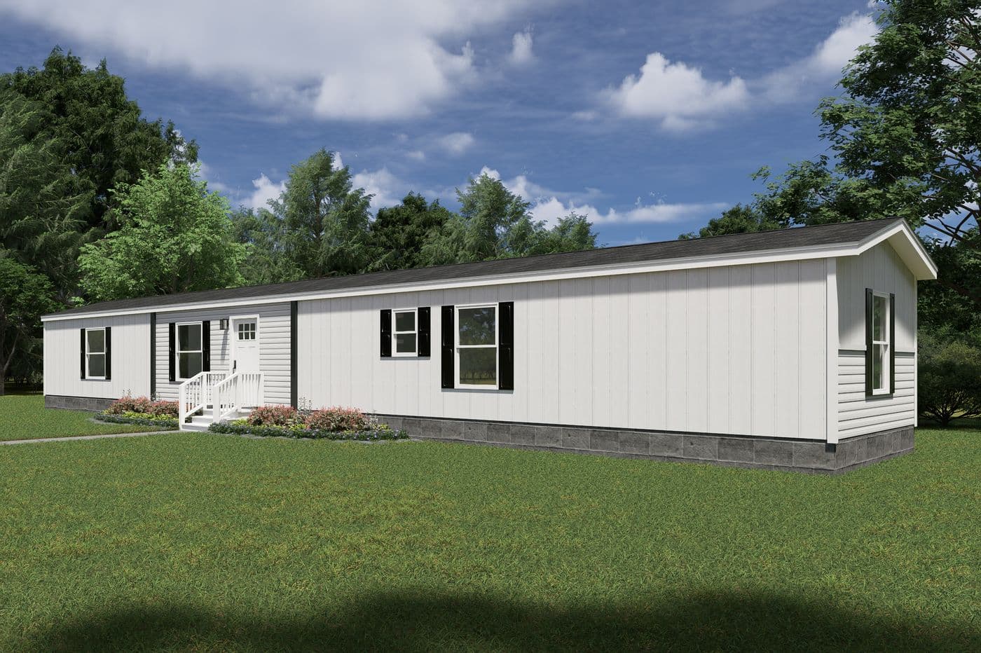 The VOYAGE Exterior. This Manufactured Mobile Home features 3 bedrooms and 2 baths.