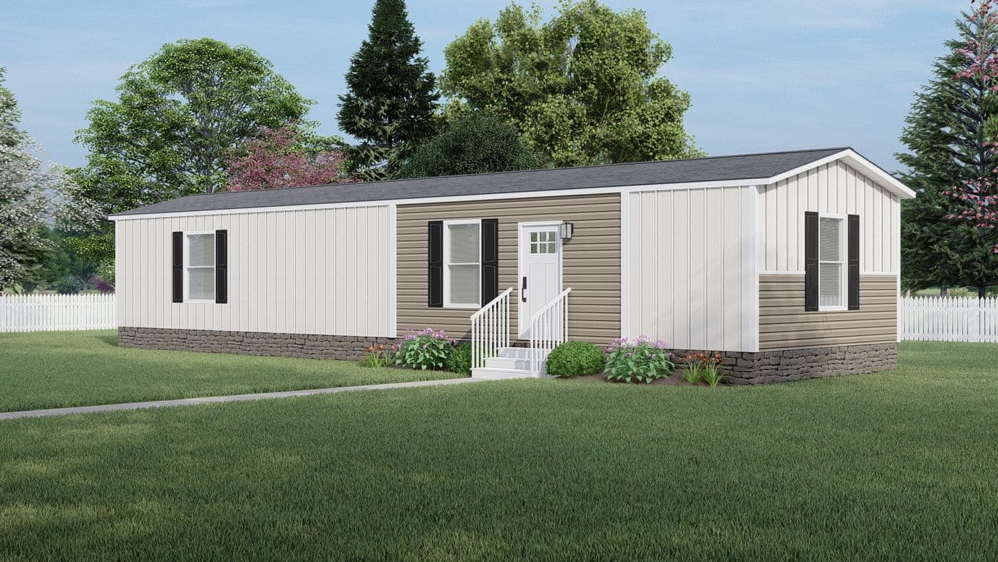 The LEWIS 16X56 Exterior. This Manufactured Mobile Home features 2 bedrooms and 2 baths.