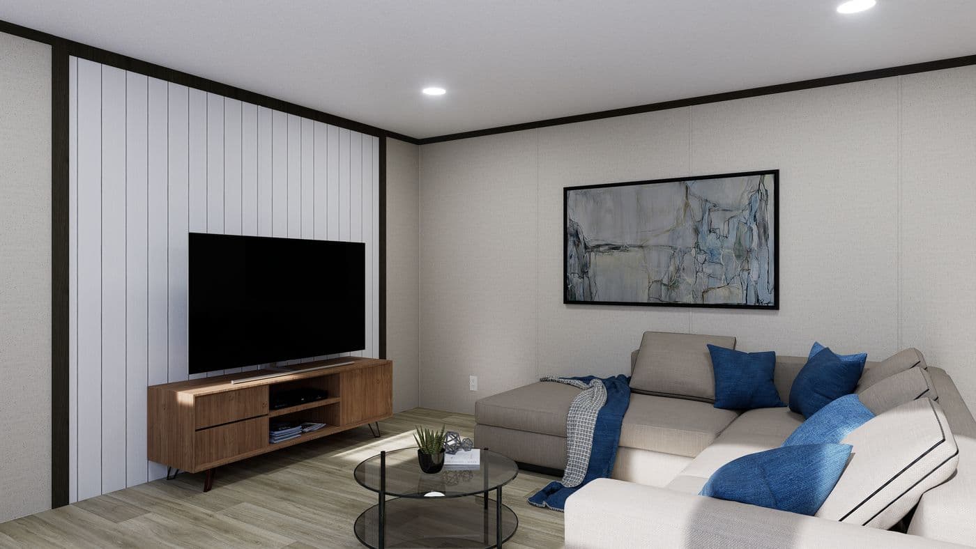 The THE RALLY Exterior. This Manufactured Mobile Home features 3 bedrooms and 2 baths.