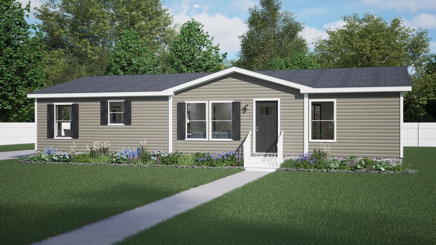 The FLOURISH Exterior. This Manufactured Mobile Home features 3 bedrooms and 2 baths.