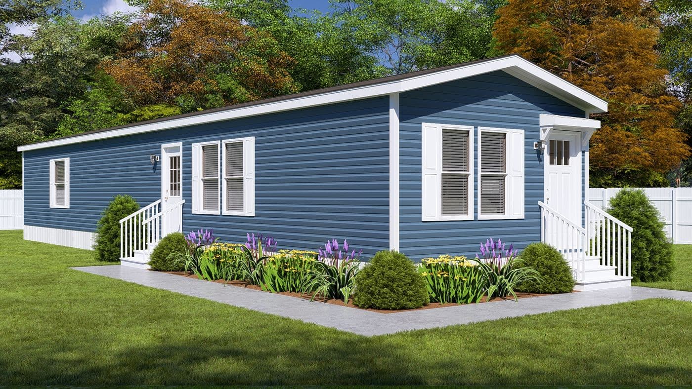 The ROCKY CREST Exterior. This Manufactured Mobile Home features 3 bedrooms and 2 baths.