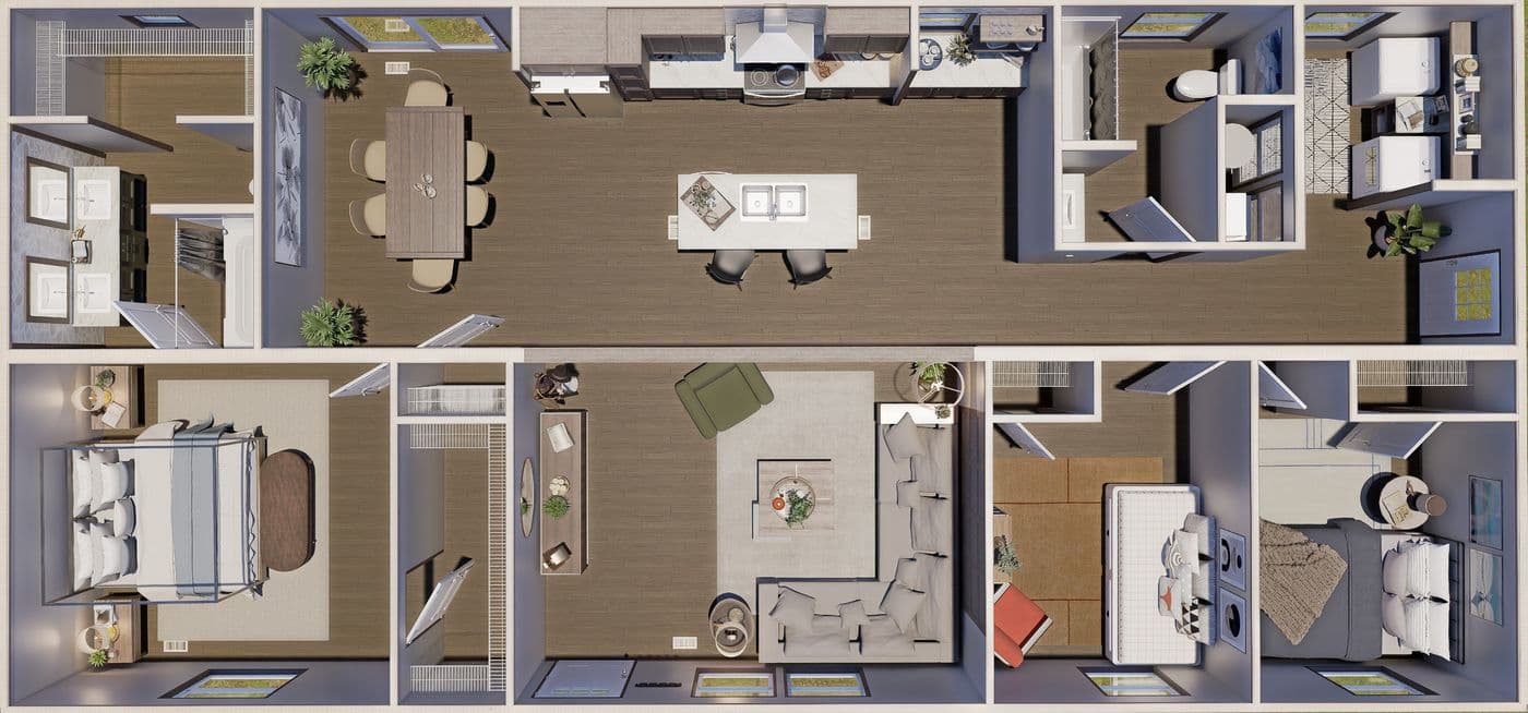 The EXPLORER Exterior. This Manufactured Mobile Home features 3 bedrooms and 2 baths.