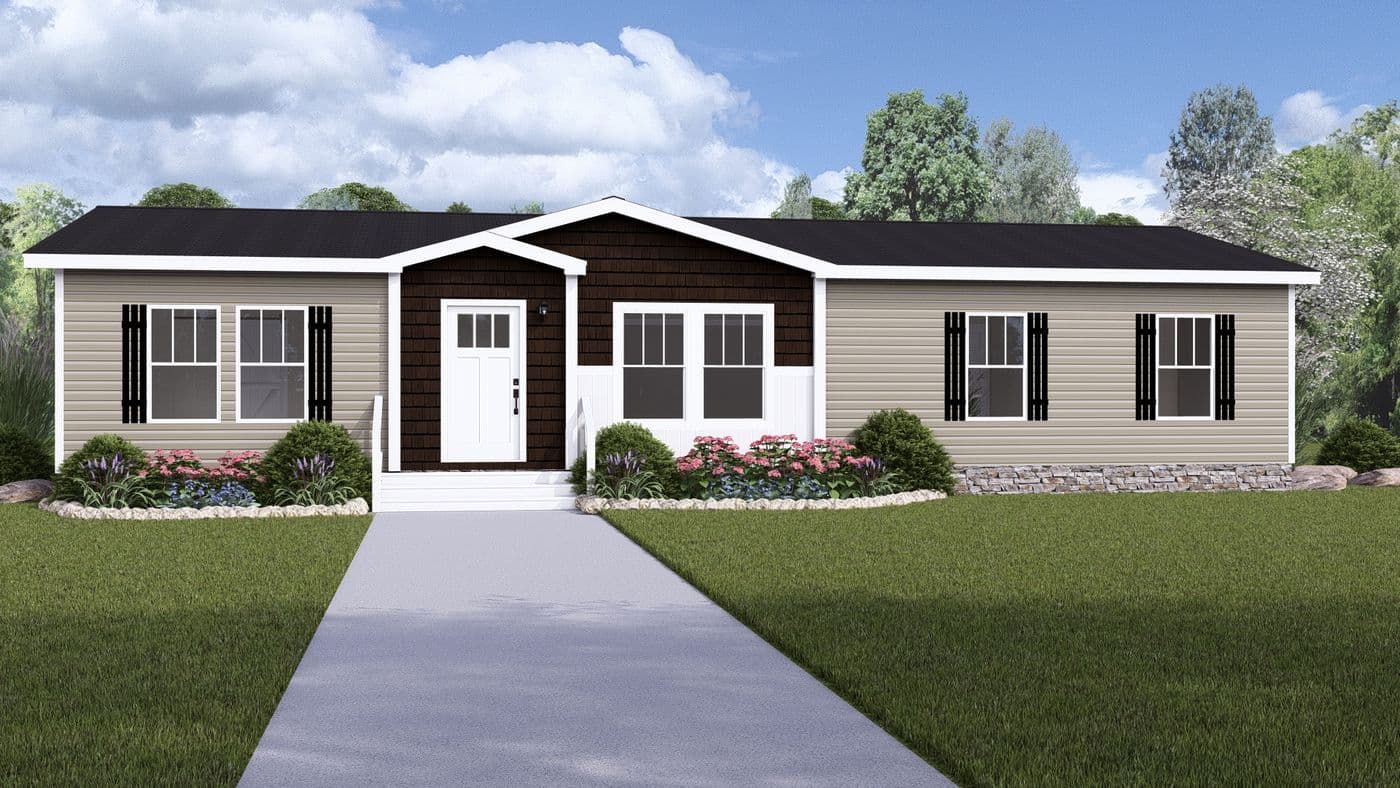 The BOUJEE 56 Exterior. This Manufactured Mobile Home features 3 bedrooms and 2 baths.