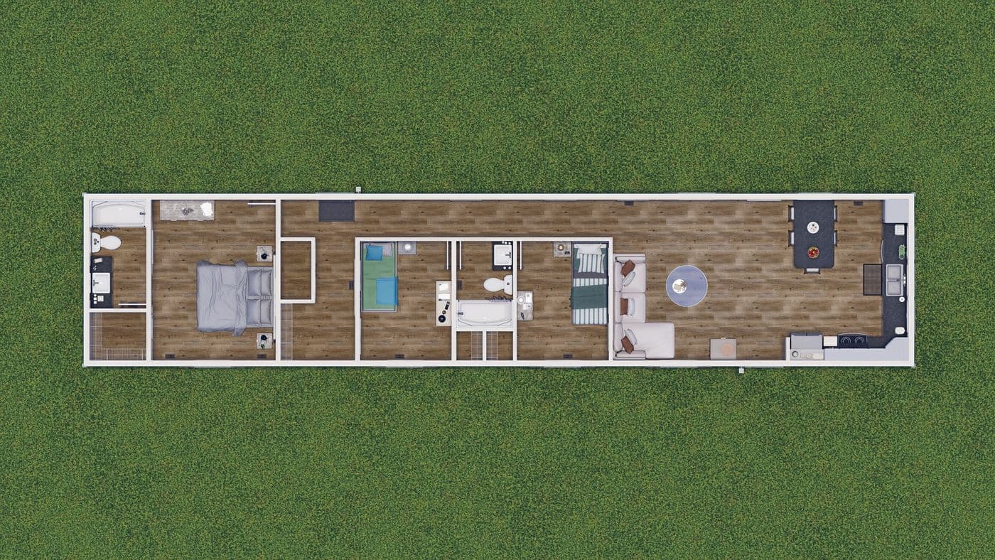The 7216-CC03 HARBORVIEW 72 Exterior. This Manufactured Mobile Home features 3 bedrooms and 2 baths.