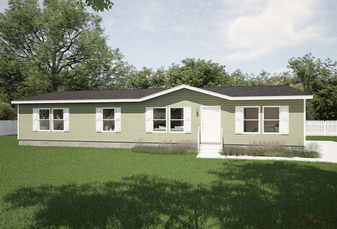 The DAWN Exterior. This Manufactured Mobile Home features 3 bedrooms and 2 baths.