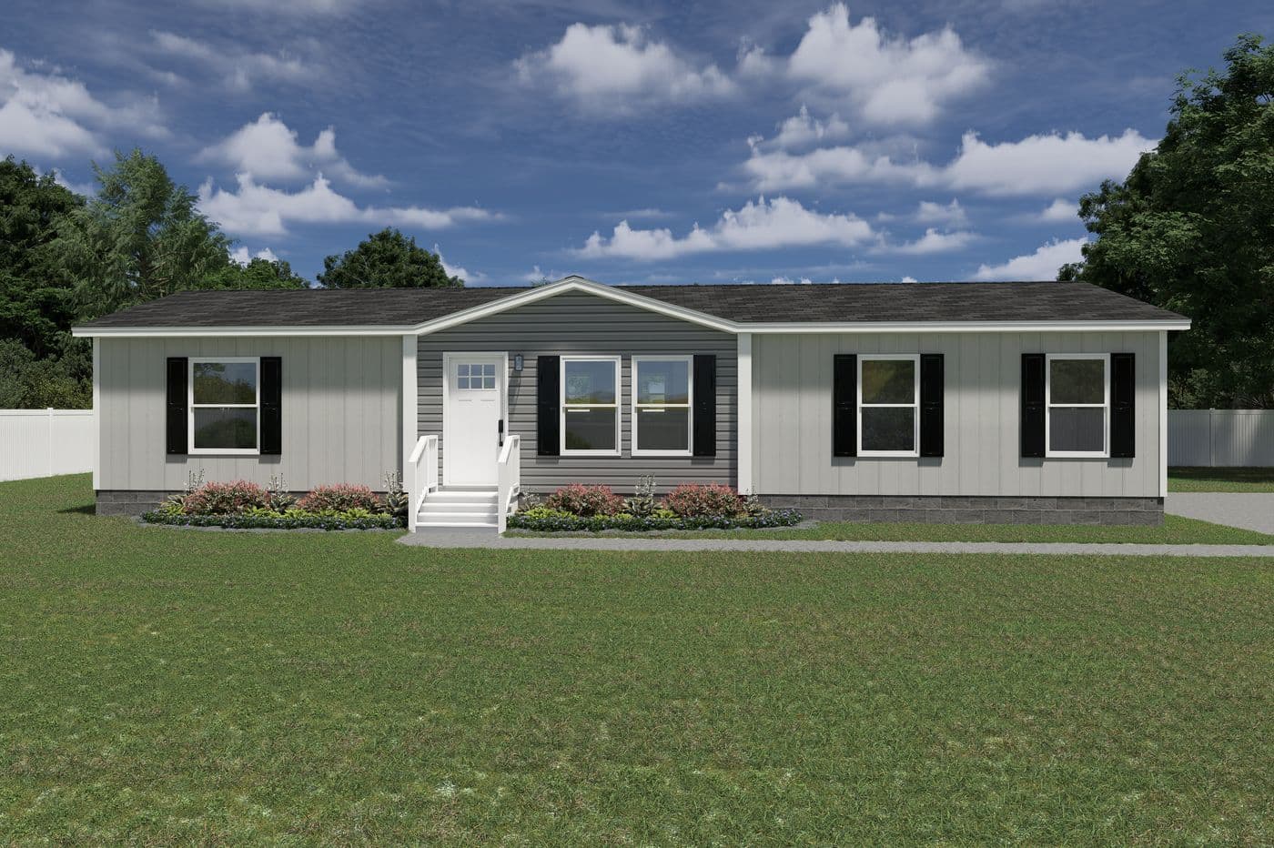 The EXPLORER Exterior. This Manufactured Mobile Home features 3 bedrooms and 2 baths.