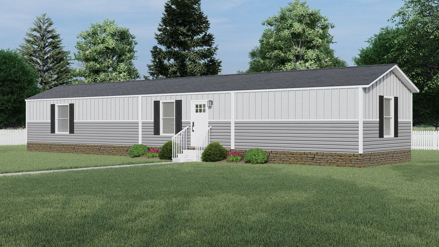 The CLARK 7016-1066 Exterior. This Manufactured Mobile Home features 3 bedrooms and 2 baths.