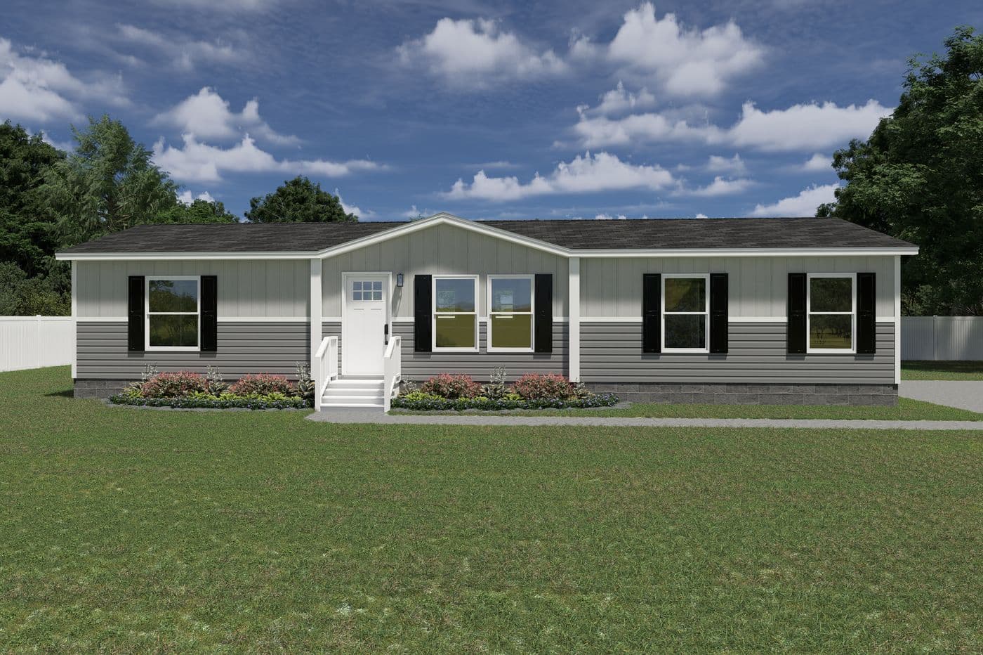 The EXPLORER Exterior. This Manufactured Mobile Home features 3 bedrooms and 2 baths.