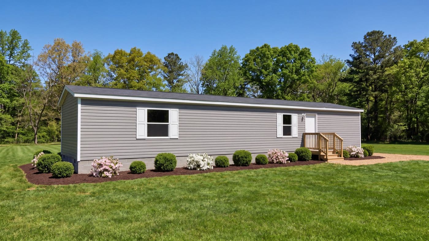 The DOGWOOD Exterior. This Manufactured Mobile Home features 2 bedrooms and 2 baths.