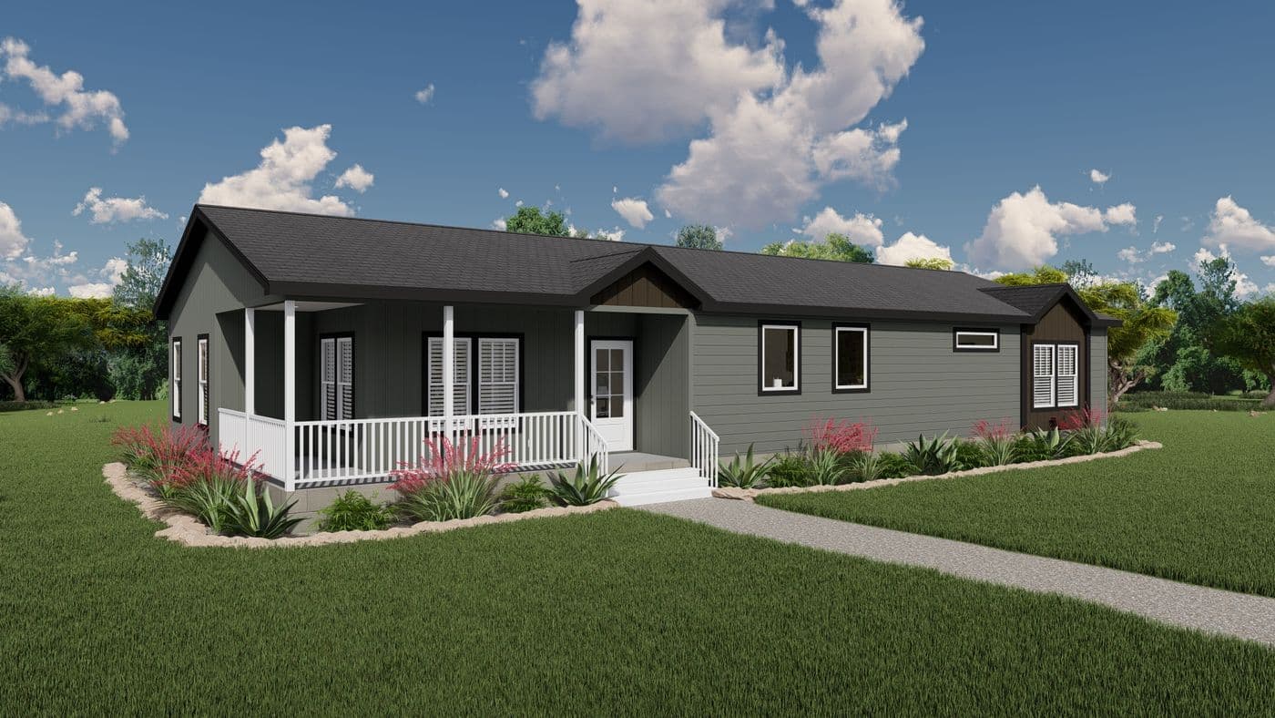 The THE DENALI Exterior. This Manufactured Mobile Home features 3 bedrooms and 2 baths.