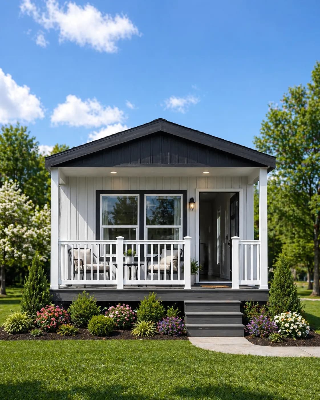 The ANNIVERSARY 1566 Exterior. This Manufactured Mobile Home features 2 bedrooms and 2 baths.