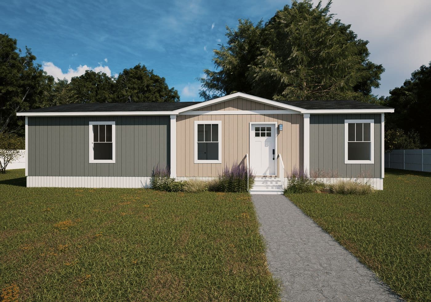 The ARIA Exterior. This Manufactured Mobile Home features 3 bedrooms and 2 baths.